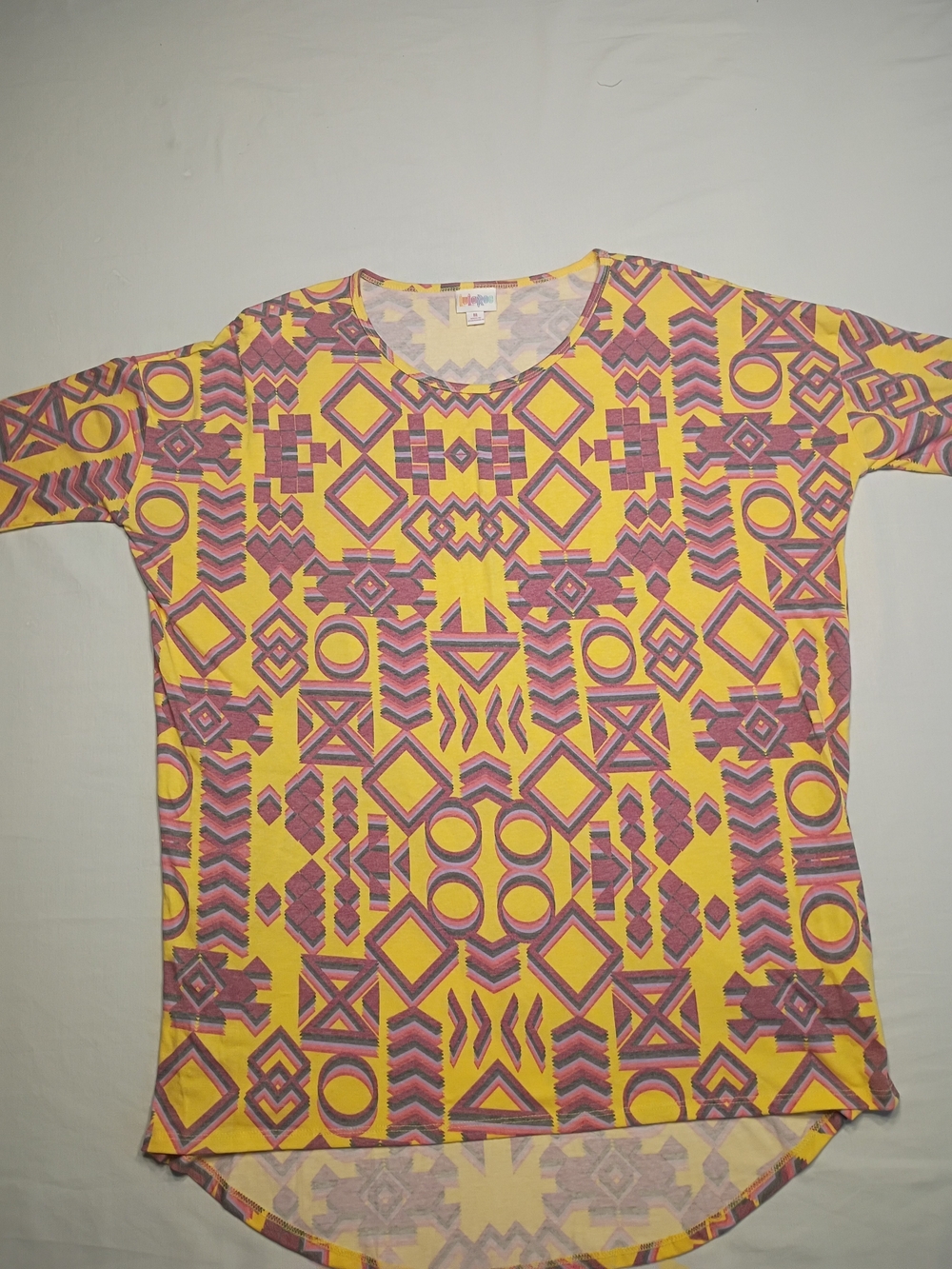 #1285 LuLaRoe Irma Tunic Top Geometric Print High Low Hem